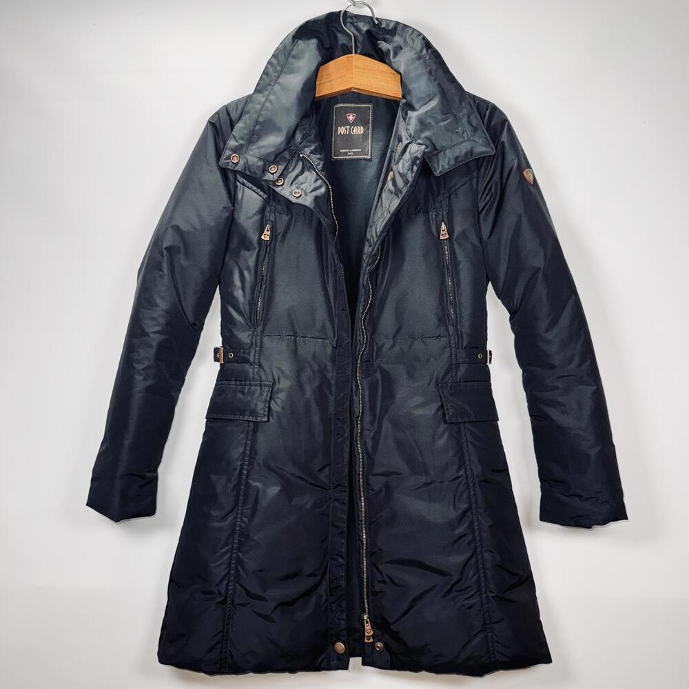 Black Post Card White Down Luxury Ski Jacket - 4 - Picture 1 of 8